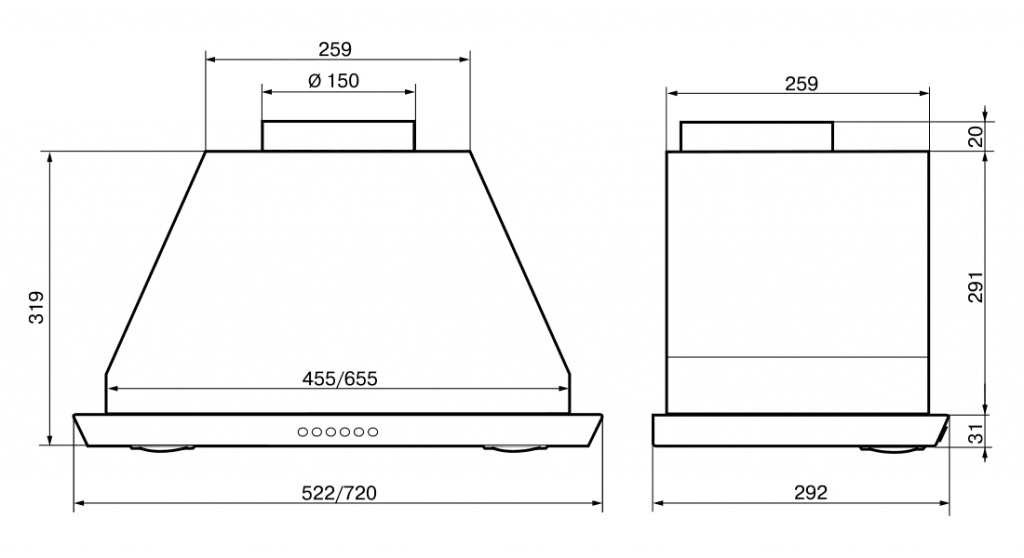 Elikor Врезной блок 72Н-1000-Э4Д (нерж)