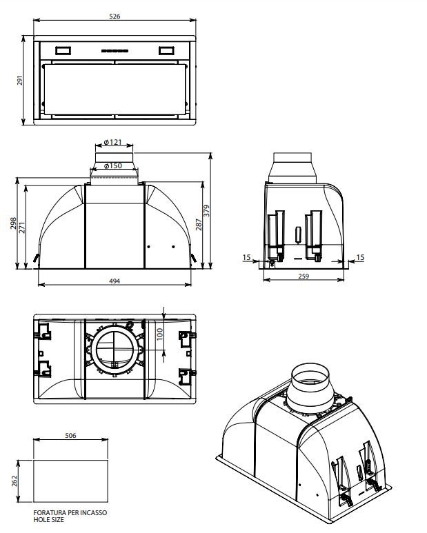 Falmec BUILT-IN BURANO 50 INOX