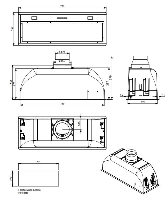 Falmec BUILT-IN BURANO 70 INOX