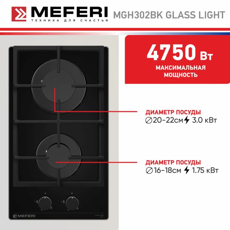 Meferi MGH302BK GLASS LIGHT