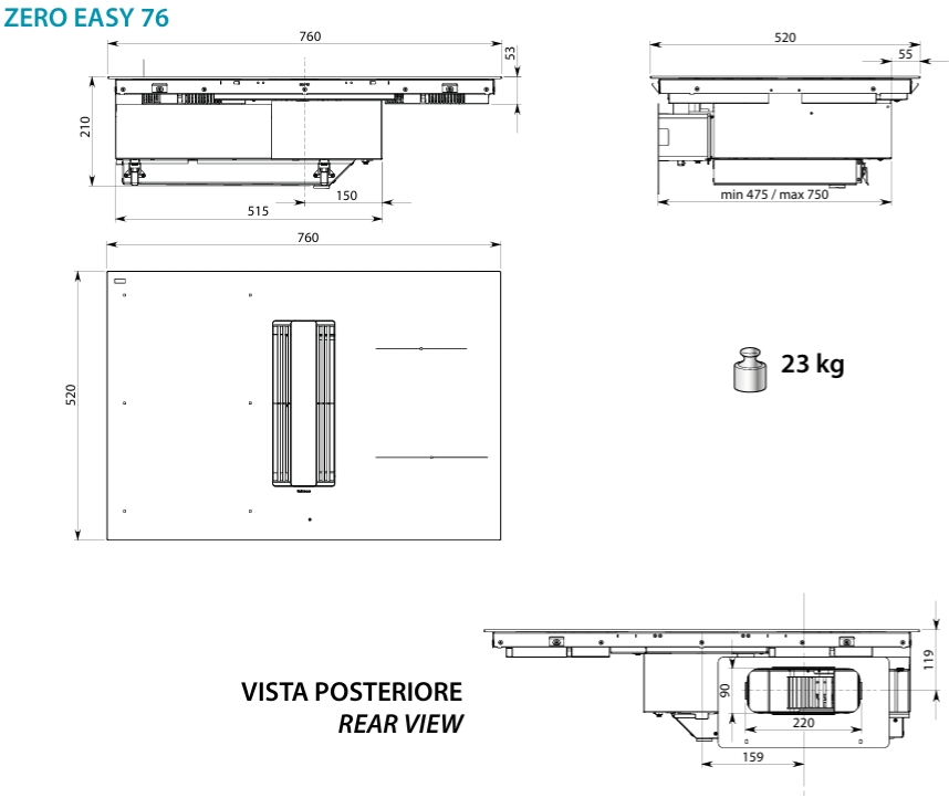 Falmec ZERO EASY 76 MATT